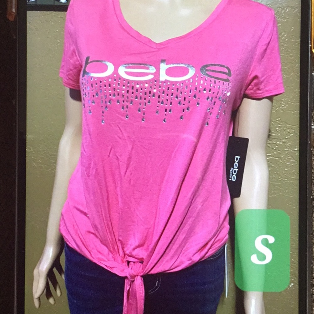 Bebe Pink V-Neck Women's Top